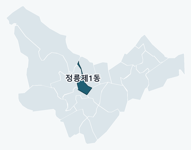 성북구 정릉제1동 위치 — 성북구 행정동 경계 지도