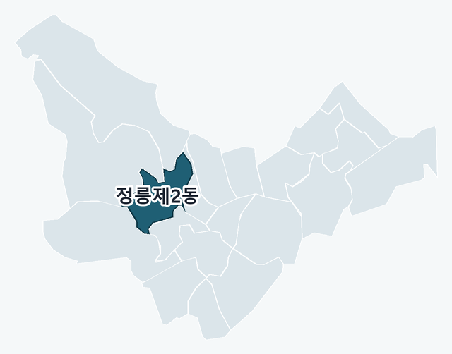 성북구 정릉제2동 위치 — 성북구 행정동 경계 지도