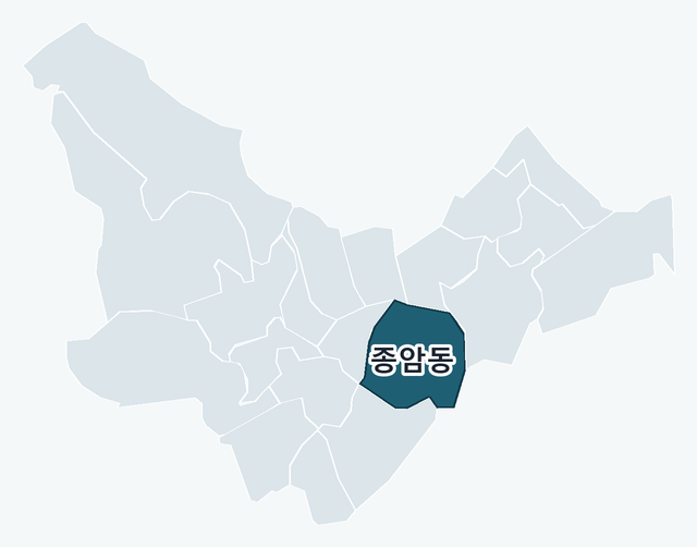 성북구 종암동 위치 — 성북구 행정동 경계 지도