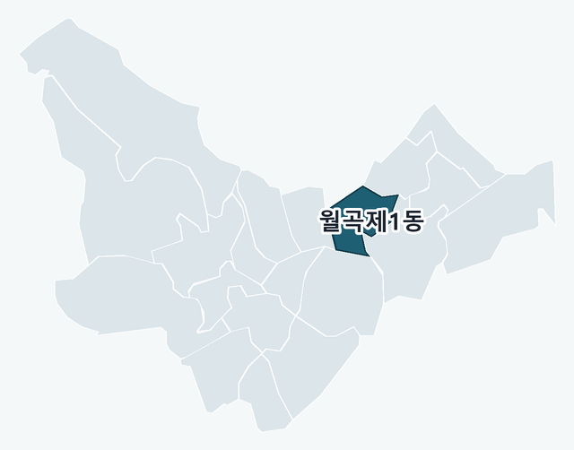 성북구 월곡제1동 위치 — 성북구 행정동 경계 지도