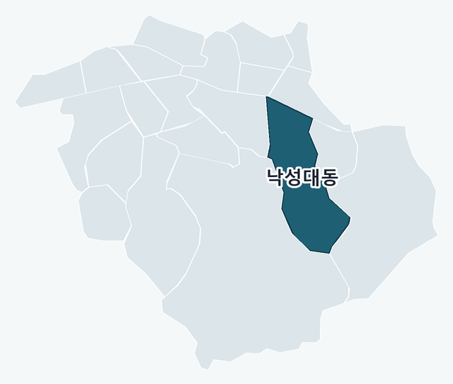 관악구 낙성대동 위치 — 관악구 행정동 경계 지도