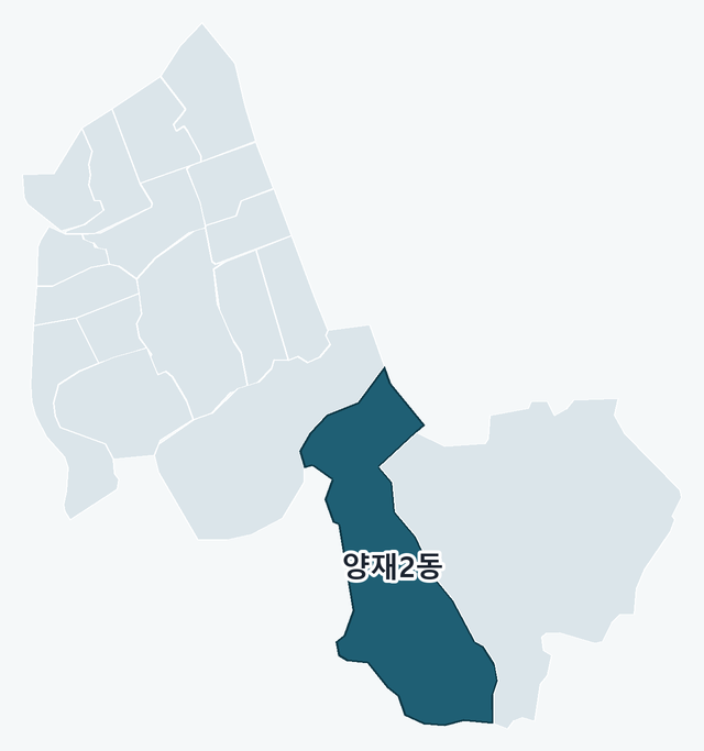 서초구 양재2동 위치 — 서초구 행정동 경계 지도