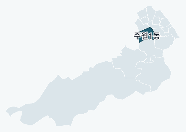 남구 주월1동 위치 — 남구 행정동 경계 지도