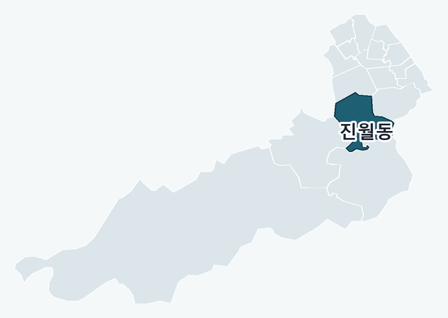 남구 진월동 위치 — 남구 행정동 경계 지도