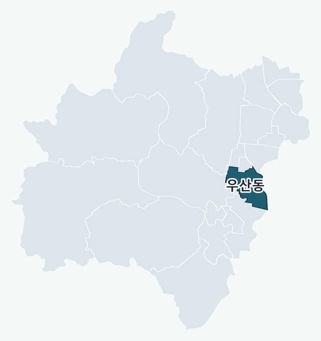 광산구 우산동 위치 — 광산구 행정동 경계 지도