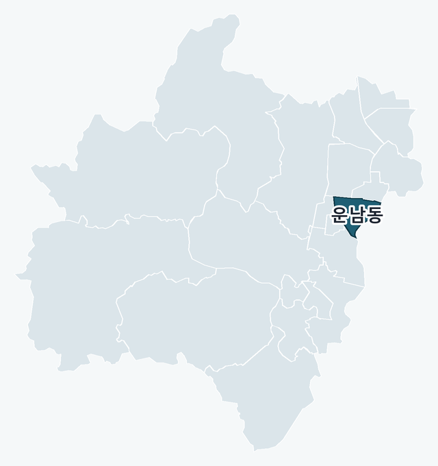 광산구 운남동 위치 — 광산구 행정동 경계 지도