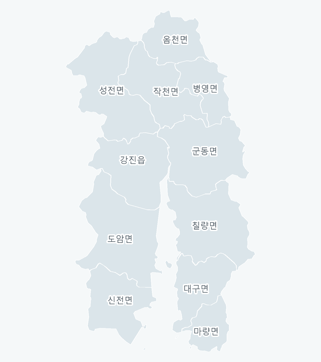 강진군 행정동 경계 지도