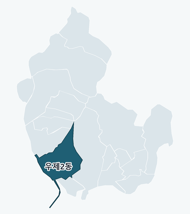 해운대구 우제2동 위치 — 해운대구 행정동 경계 지도
