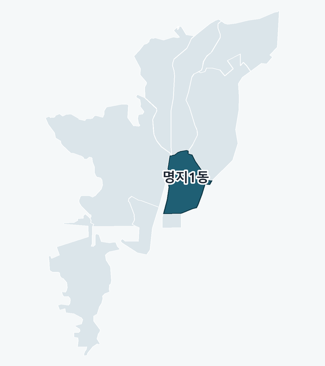 강서구 명지1동 위치 — 강서구 행정동 경계 지도
