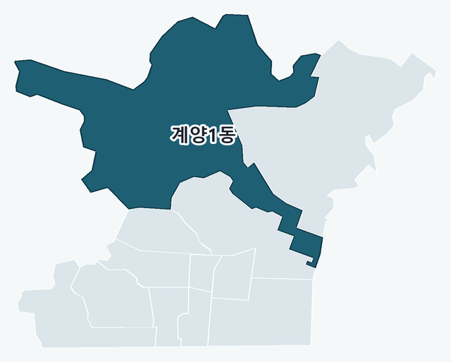 계양구 계양1동 위치 — 계양구 행정동 경계 지도