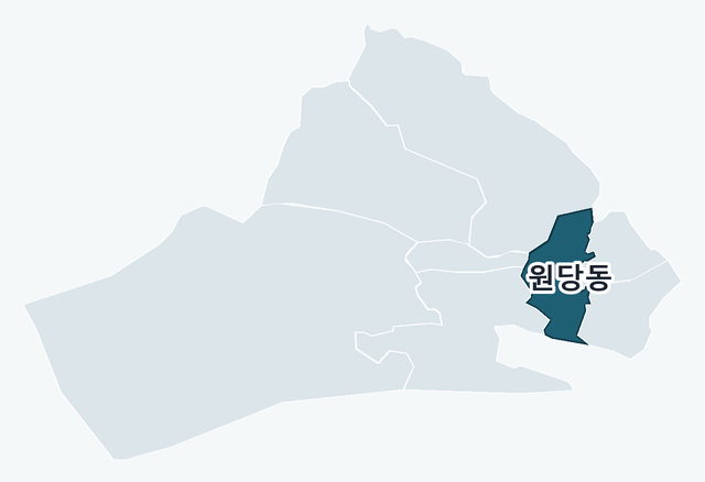 검단구 원당동 위치 — 검단구 행정동 경계 지도