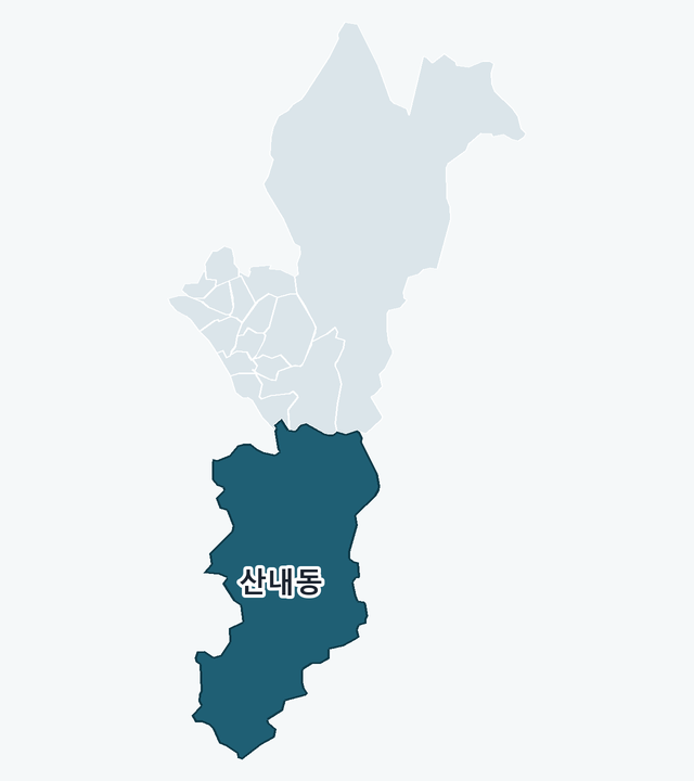 동구 산내동 위치 — 동구 행정동 경계 지도