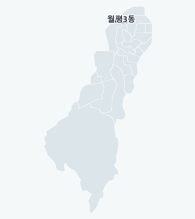 서구 월평3동 위치 — 서구 행정동 경계 지도