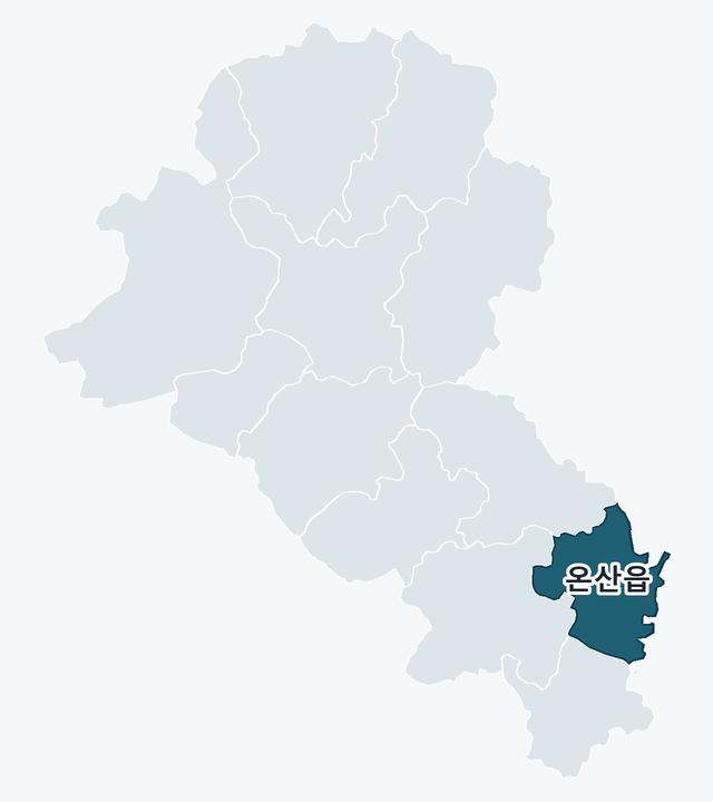 울주군 온산읍 위치 — 울주군 행정동 경계 지도