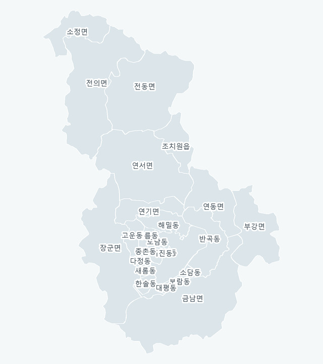 세종특별자치시 행정동 경계 지도