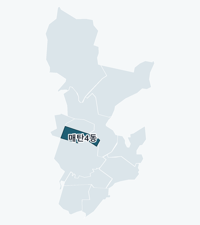 수원시 영통구 매탄4동 위치 — 수원시 영통구 행정동 경계 지도