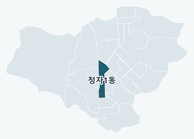 성남시 분당구 정자1동 위치 — 성남시 분당구 행정동 경계 지도