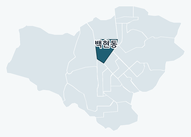 성남시 분당구 백현동 위치 — 성남시 분당구 행정동 경계 지도