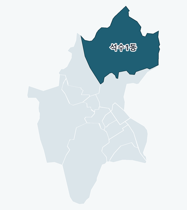 안양시 만안구 석수1동 위치 — 안양시 만안구 행정동 경계 지도