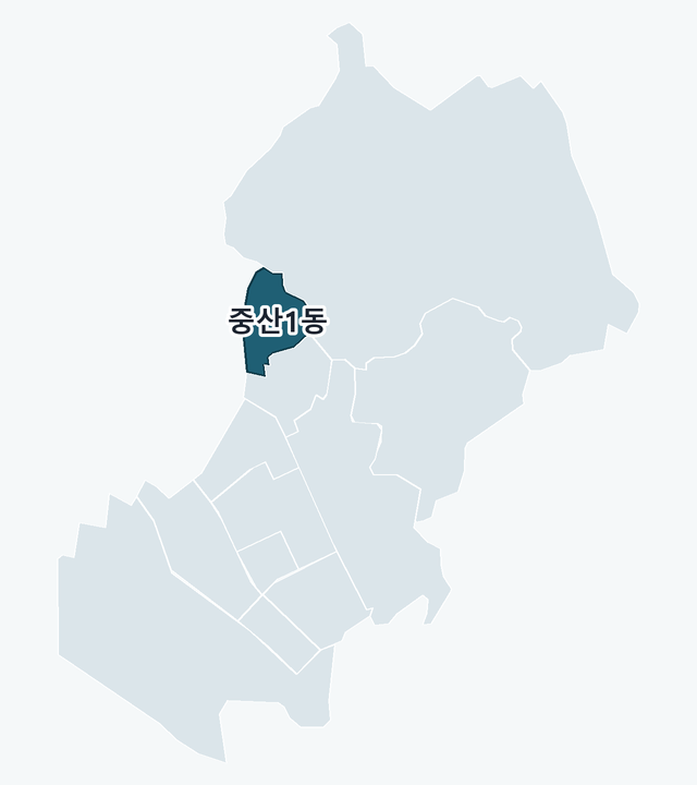 고양시 일산동구 중산1동 위치 — 고양시 일산동구 행정동 경계 지도