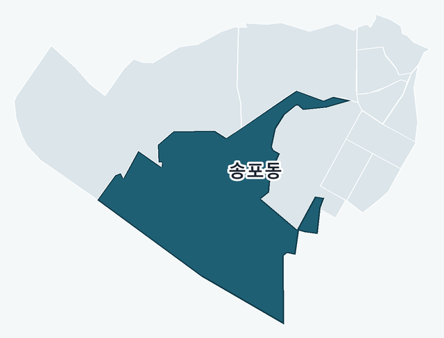 고양시 일산서구 송포동 위치 — 고양시 일산서구 행정동 경계 지도