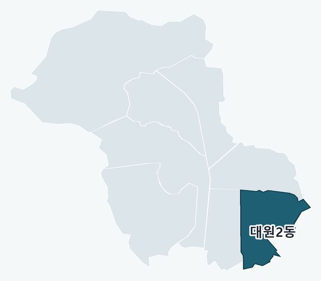 오산시 대원2동 위치 — 오산시 행정동 경계 지도