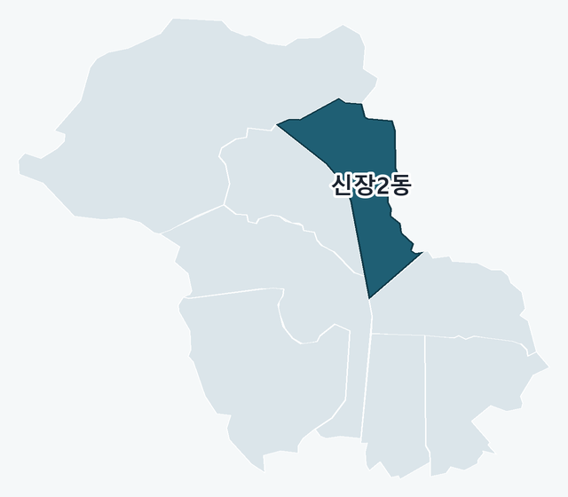 오산시 신장2동 위치 — 오산시 행정동 경계 지도