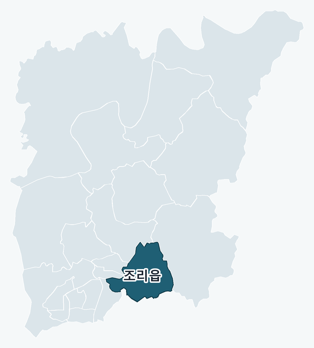 파주시 조리읍 위치 — 파주시 행정동 경계 지도