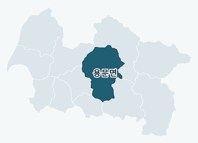 양평군 용문면 위치 — 양평군 행정동 경계 지도