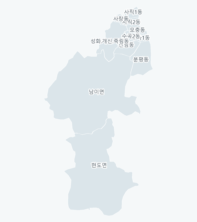 청주시 서원구 행정동 경계 지도