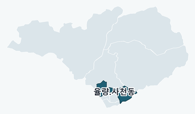 청주시 청원구 율량.사천동 위치 — 청주시 청원구 행정동 경계 지도