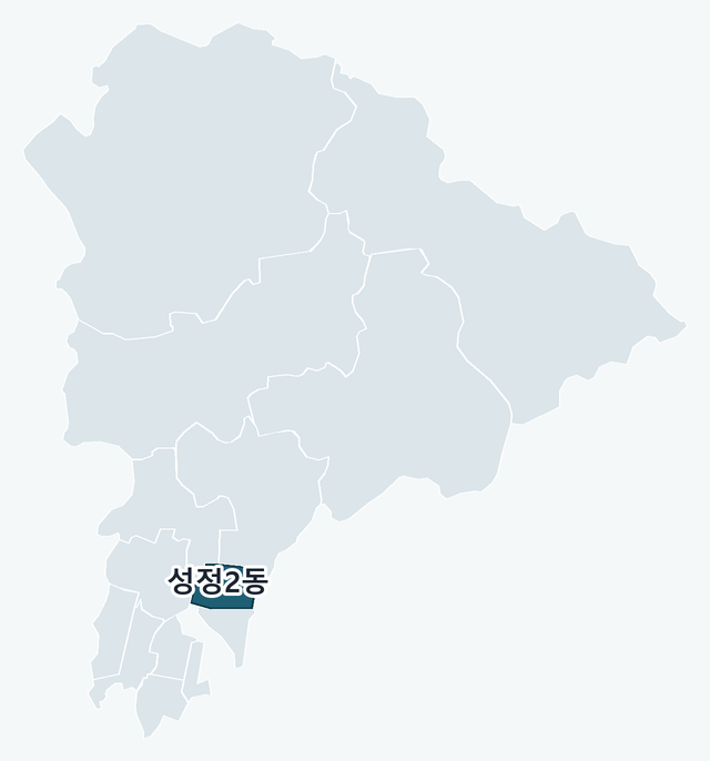 천안시 서북구 성정2동 위치 — 천안시 서북구 행정동 경계 지도