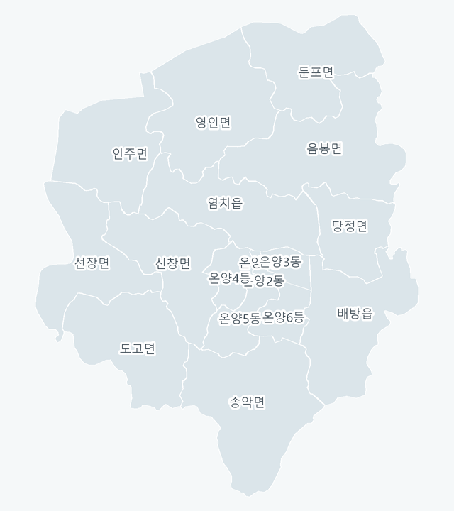 아산시 행정동 경계 지도