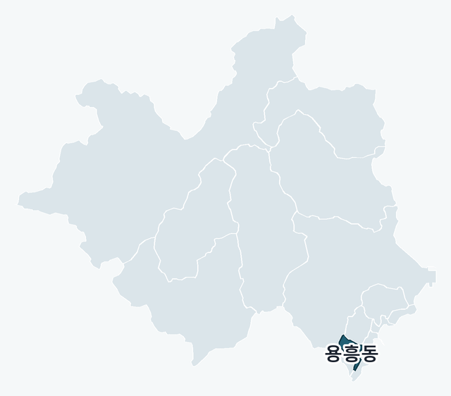 포항시 북구 용흥동 위치 — 포항시 북구 행정동 경계 지도