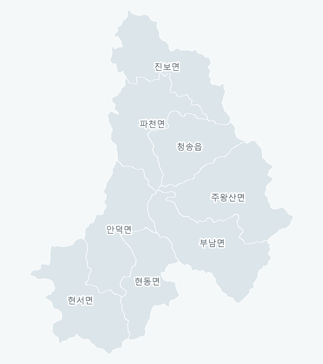 청송군 행정동 경계 지도