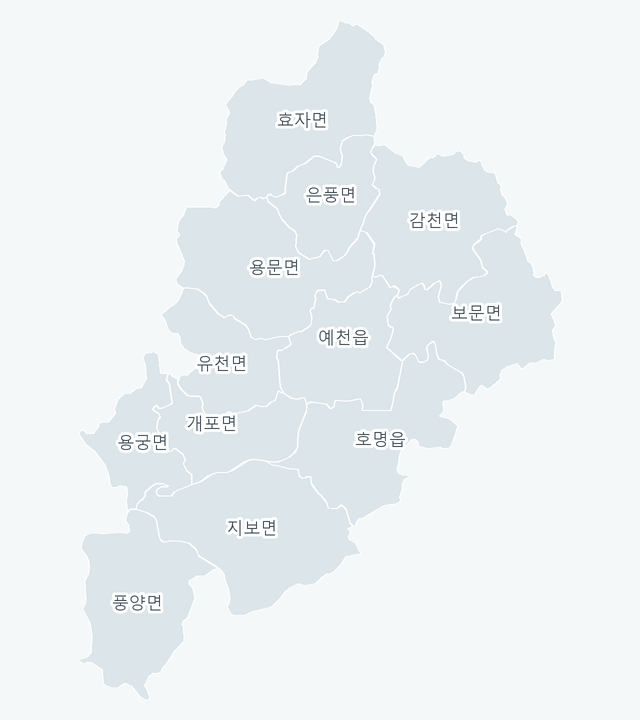 예천군 행정동 경계 지도