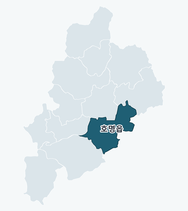 예천군 호명읍 위치 — 예천군 행정동 경계 지도