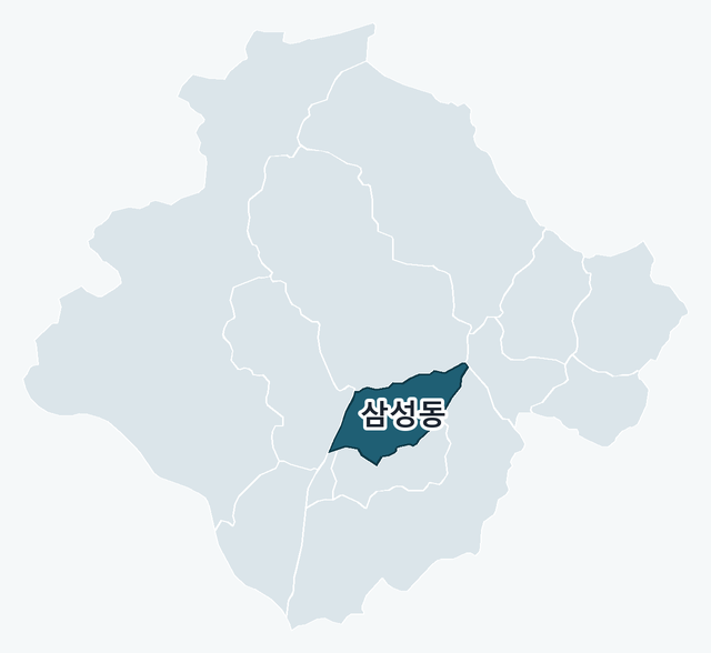 양산시 삼성동 위치 — 양산시 행정동 경계 지도