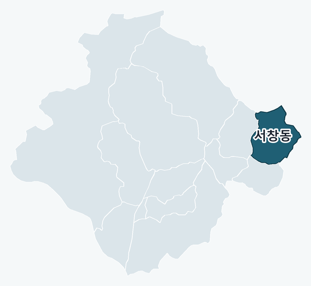 양산시 서창동 위치 — 양산시 행정동 경계 지도