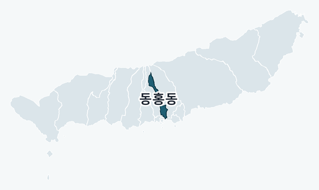 서귀포시 동홍동 위치 — 서귀포시 행정동 경계 지도