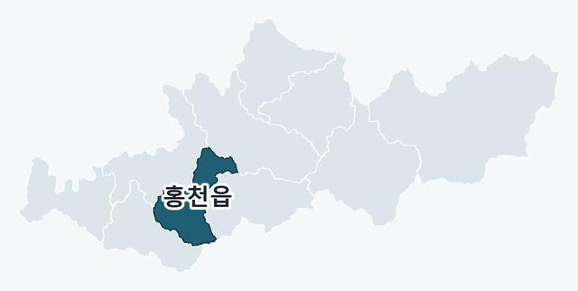 홍천군 홍천읍 위치 — 홍천군 행정동 경계 지도