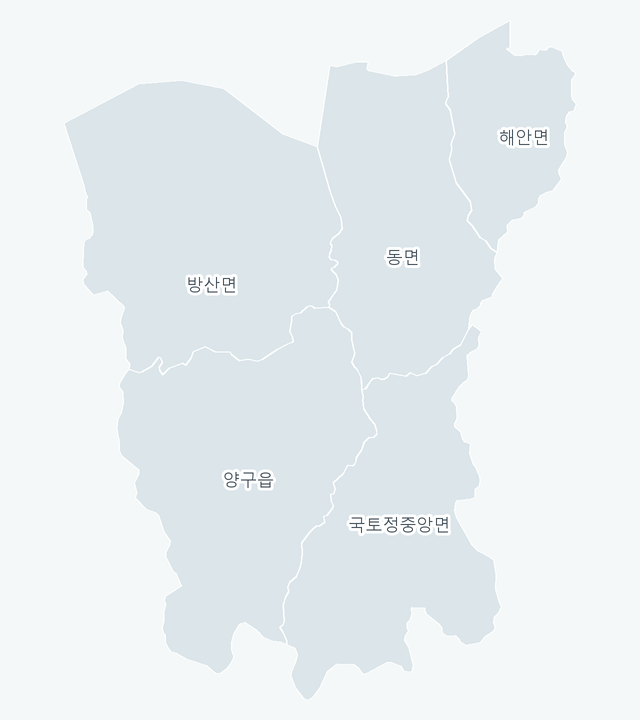 양구군 행정동 경계 지도