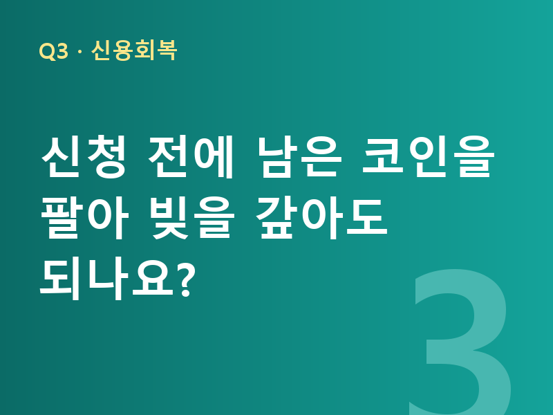 신청 전에 남은 코인을 팔아 빚을 갚아도 되나요?